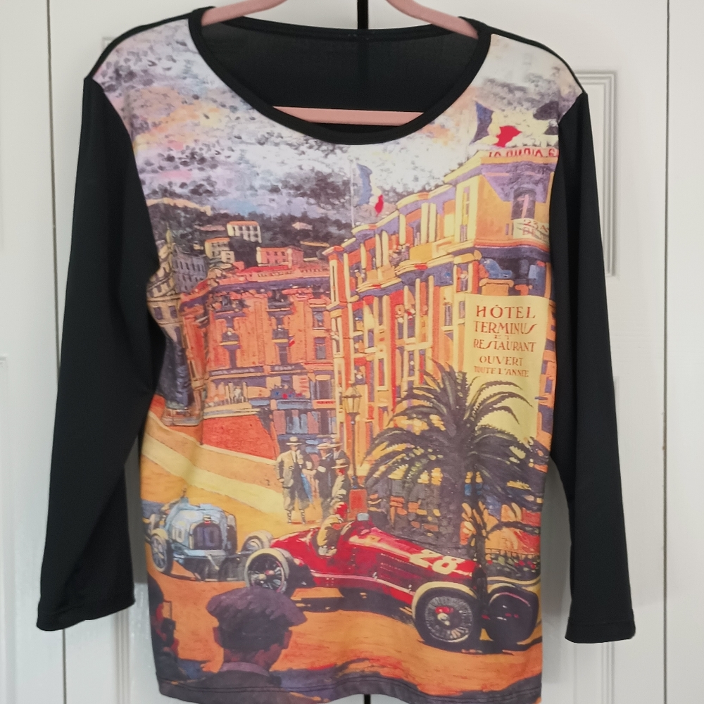 90s Y2K vintage look graphic tee 3/4 sleeves